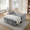 TiramisuBest Loveseats Sofa Bed with Pull-out Bed, Adjsutable Back and Two Arm Pocket,Grey - 3 of 4