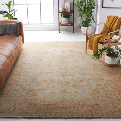 Hand-Knotted Light Blue Wool Oushak 8' x 10' Area Rug