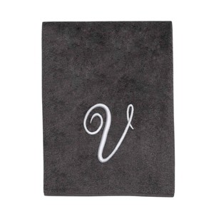 Avanti  Granite with Silver Script Monogram Bath Towel Letter   V - 1 of 3