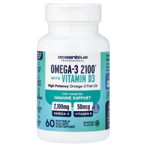 Oceanblue Professional Omega-3 2100 – 60 ct – Triple Strength Burpless Fish Oil Supplement with High-Potency EPA, DHA, DPA and Vitamin D3 – - 1 of 4