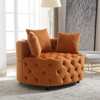 CAVINAS Chesterfield Single Sofa Chair, Modern Velvet Upholstered Accent Chair with 3 Pillows, Classical Barrel Chair Couch for Living Room - 3 of 4