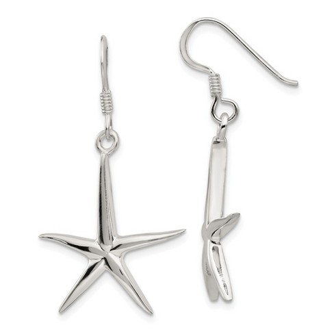Starfish Earrings in Swarovski Faceted Bermuda Blue Crystal with 925 Sterling Silver Angular Hook Ear wires. Bermuda Blue Starfish