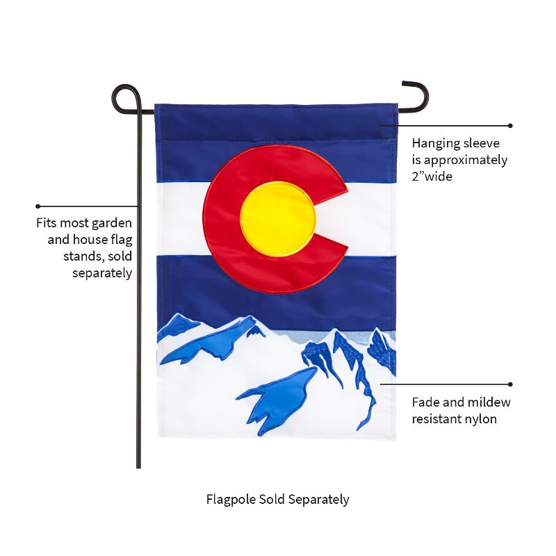 Evergreen Flag Colorado State Garden Applique Flag 12.5 x 18 Inches Indoor Outdoor Decor, 3 of 8