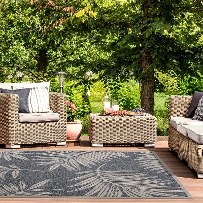 Blue Floral 5' x 7' Reversible Synthetic Area Rug