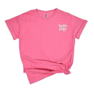 Simply Sage Market Women's Embroidered Whimsical Holly Jolly Stars Short Sleeve Garment Dyed Tee - 1 of 4