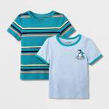 Toddler Boys' 2pk Short Sleeve Striped T-Shirt - Cat & Jack™ Green