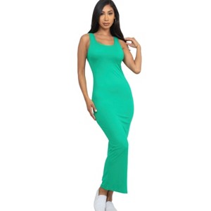 Slickblue Women's Solid Maxi Dress, Sleeveless Stretch Jersey Fabric, Casual Fit, Multi Colors Options, Size S-L - 1 of 4