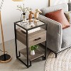 Nightstand Set of 2, End Table with Storage Drawer and 3-Tier Storage & Tempered Glass Top, Bedside Furniture with Steel Frame, Easy Assembly - 3 of 4