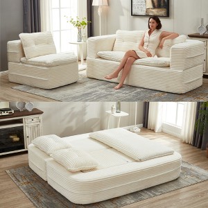 Dolonm 80" Multifunctional Partitioned Sofa bed, Boneless Compression Sofa, Convertible Sofa Set with 2 Seats/1 Chair, No Assembly Required - 1 of 4