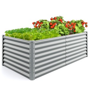 Tangkula Raised Garden Bed Large Metal Planter Box Kit for Vegetable Herb 6' x 3' x 2' Gray - 1 of 4