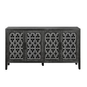 HomeRoots 65" Charcoal Distressed Wood Sideboard with Four Doors - 1 of 4