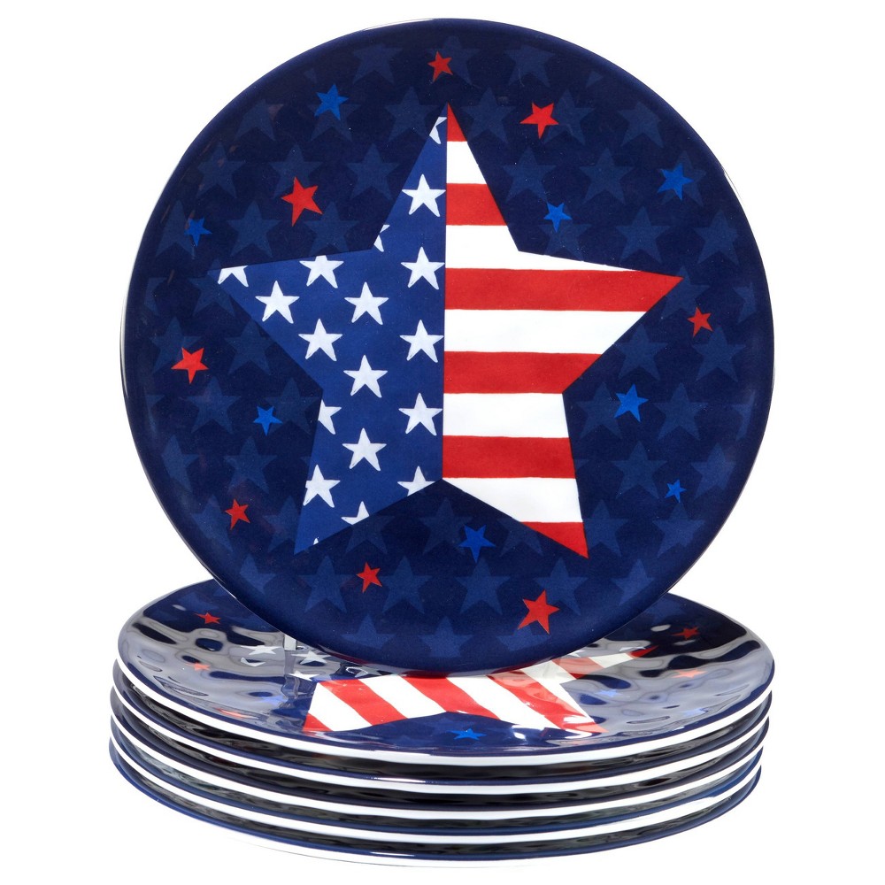 Photos - Plate Certified International Set of 6 Stars and Stripes Salad   