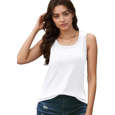 Womens Sleeveless Tops Summer Tees Loose Fit Casual Flowy Tank Tops Square Neck Shirts Blouses
