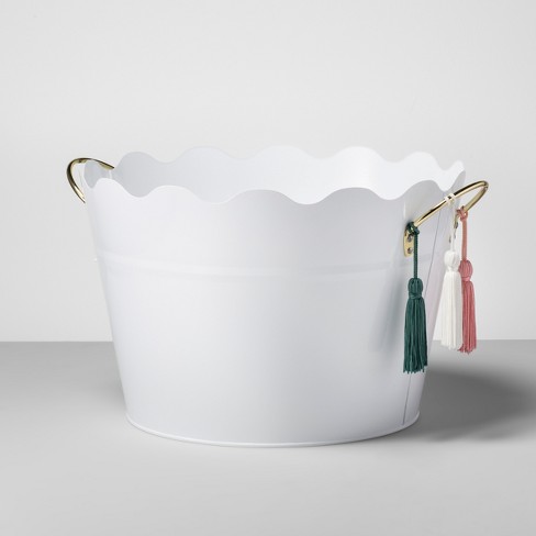 Steel Beverage Tub With Handles Tassels 6gal White Opalhouse