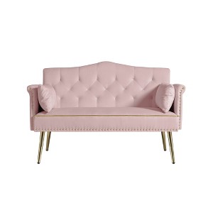 VYNXARIA 2 SEATER SOFA,Contemporary Velvet Sofa - Tufted Back & Seat, Durable Metal Legs for Bedroom, Living Room, Apartment,Loft,Pink - 1 of 4