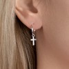 Saint Roman Graceful Cross Hoop Earrings - Sterling Silver, Lightweight, Elegant Design with Secure Clip Closure for Everyday Wear - 2 of 3