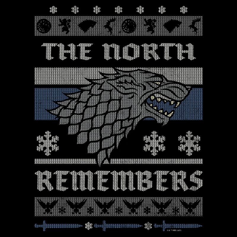Women's Game of Thrones The North Remembers Ugly Christmas Sweater T-Shirt, 2 of 5