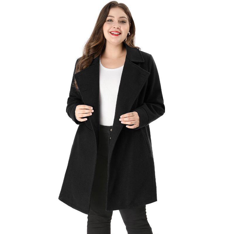 Agnes Orinda Women's Plus Size Winter Fashion Double Breasted Warm Lapel Pockets Overcoats, 1 of 8