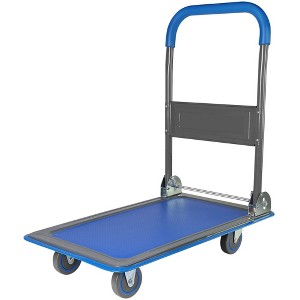 Upgraded Foldable Cart Trolley 330 lbs. Capacity Mobile Platform Hand Truck Heavy Duty Space Saving Foldable Swivel Push Handle Flatbed Truck - 1 of 3