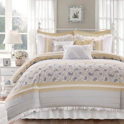 9 Pcs Paisley Print Percale Cotton Comforter Set, All Season Home Textile fits Elegant Bedroom Decor