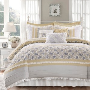 9 Pcs Paisley Print Percale Cotton Comforter Set, All Season Home Textile fits Elegant Bedroom Decor - 1 of 4
