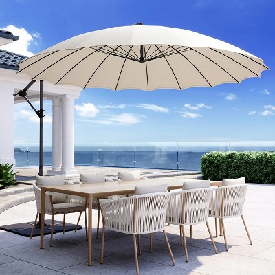 MOEPISY 10ft Offset Patio Umbrella with 360° Rotation - Heavy Duty Cantilever, Sand Dune