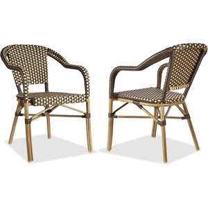 PURPLE LEAF Bistro Chair Set of 2 Hand-Woven Wicker Chairs for Outdoor Patio Porch Garden Indoor, Dining Chairs - 1 of 4