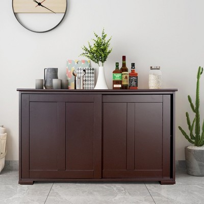Dark Brown Painted Composite Wood Kitchen Storage Cabinet