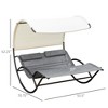 Outdoor Double Chaise Rocking Chair, Day Bed Sun Lounger with Canopy Shade, Headrest Pillow, Armrests for Garden, Poolside - 3 of 4
