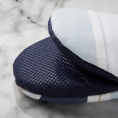 Blue Stripe Heat Resistant Silicone Mini Oven Mitts, 2-Piece Set
