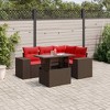 vidaXL Patio Sofa Set with Cushions Table and Couches 5 Piece Poly Rattan - Brown without storage - 2 of 4