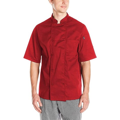 Chef Code ChefCode Lightweight Cool Breeze Chef Coat Short Sleeve with Mesh Inlay Red 2XL