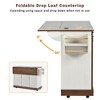 Merax Farmhouse Kitchen Island with Drop Leaf, Barn Door Storage, Rolling Cart with Spice & Towel Racks, Power Outlet, and Adjustable Shelves - 4 of 4