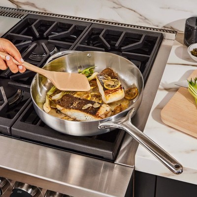 Silver 4.5qt Stainless Steel Non-Stick Sauté Pan with Lid