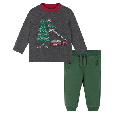 Image of Andy & Evan Infant Boys Long Sleeve Tee & Jogger Set Grey, Size 3-6 Months.