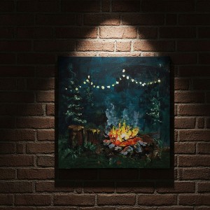 24 x 24 Inch Canvas Wall Decor – Campfire Design by Manual Woodworkers and Weavers - 1 of 3