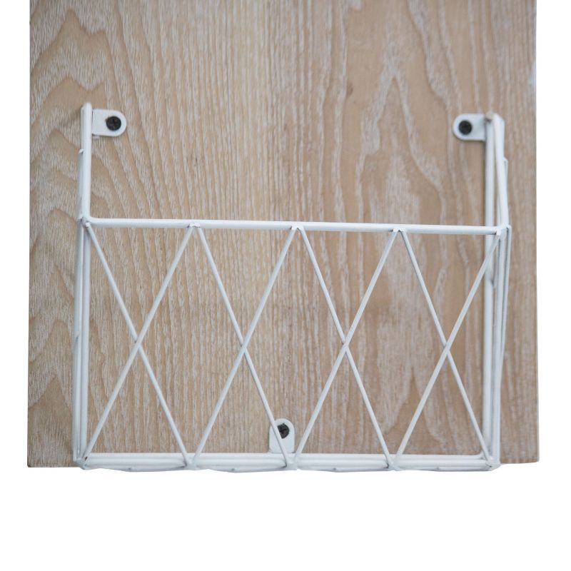 White Metal, Wood & Jute Wall Basket - Foreside Home & Garden, 2 of 8