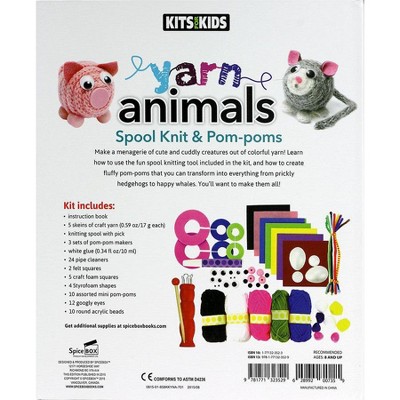 SpiceBox Kits For Kids Yarn Animals Spool Knit & Pom-Poms 00735