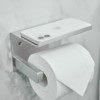Wall Mounted Stainless Steel Toilet Paper Holder Tissue Roll Holder Hanger with Phone Shelf - 3 of 4