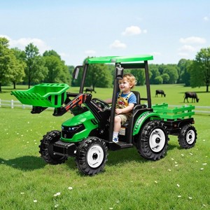 AMERLIFE 24V Kids Ride-On Tractor with Trailer & Front Loader, 3-in-1 Electric Construction Vehicle with Dual Motors, LED Lights & Terrain Wheels - 1 of 4