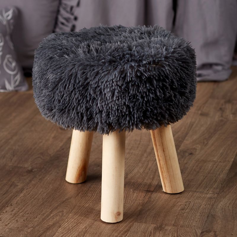 The Lakeside Collection Faux Fur Covered Ottoman - Shabby Chic Foot Rest or Seat, 2 of 7