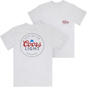 Mens Coors Light Mountain Pocket Logo with Rear Logo Print Grey T-Shirt - 1 of 4