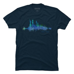 Men's Design By Humans New York City Skyline v05 Cityscape Watercolor By HQPhoto T-Shirt - 1 of 4