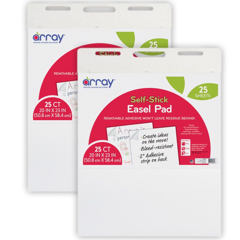 Array Easel Pad, Self-Adhesive, White, Self-Adhesive, 20" x 23", 25 Sheets, Pack of 2, 1 of 2