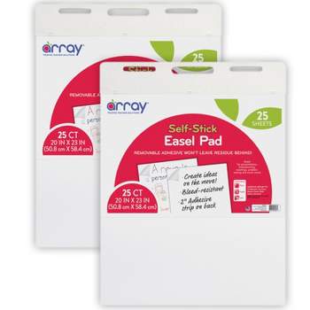 Array Easel Pad, Self-Adhesive, White, Self-Adhesive, 20" x 23", 25 Sheets, Pack of 2