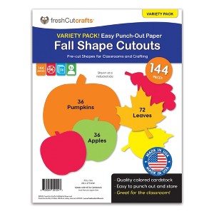 FreshCut Crafts Punch Out Paper Cutouts, Fall Shapes, Leaves, Pumpkins & Apples, 144 Pieces - 1 of 4