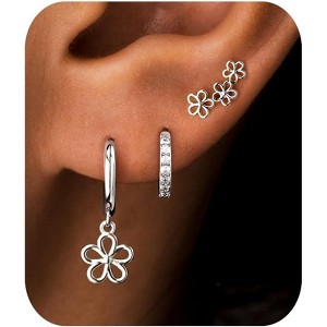 3-Pair Gold Plated Dangle Earrings Set: Seashell, Starfish & Cross Hoops for Multiple Piercings, Summer Gift - 1 of 4