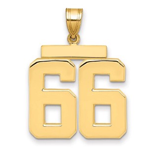 Black Bow Jewelry 14k Yellow Gold, Athletic Collection, Large Polished Number 66 Pendant - 1 of 3