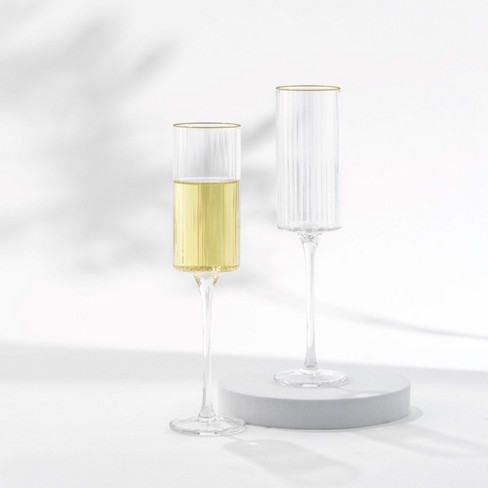 JoyJolt Christian Siriano Optic Gold Rim Ribbed Champagne Glasses - 6 oz - Set of 4 - image 1 of 4