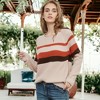 Anna-Kaci Women's Long Sleeve Color Block Striped Casual Pullover Sweater- Large,Khaki - image 3 of 4